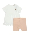 Moncler Short-sleeved Top And Trouser Set In White