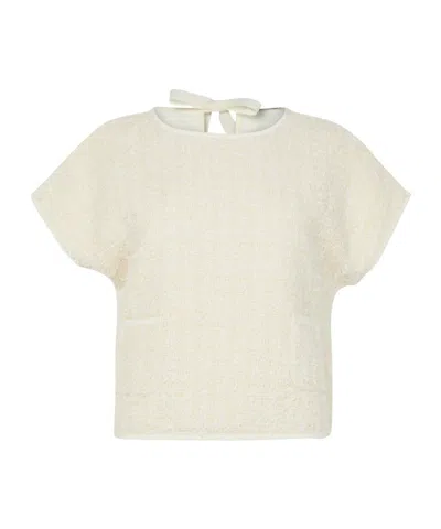 Moncler Short-sleeved Top In Off-white