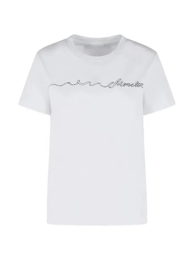 Moncler Short Sleeves Emerized Jersey T-shirt In White