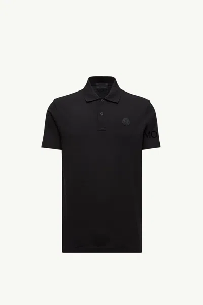 Moncler Short Sleeves Polo In Black