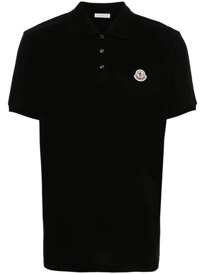 Moncler Short Sleeves Polo In Black