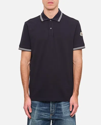 Moncler Short Sleeves Polo In Blue