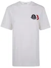Moncler Ivory Cotton Tricolour Logo T-shirt In White