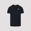 Moncler Men T-shirt With Flocked Cotton Logo In Blue