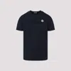 Moncler Men T-shirt With Flocked Cotton Logo In Blue