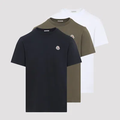 Moncler Short Sleeve Cotton Crewneck Logo T Shirts In Multi