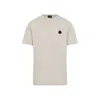 Moncler Cotton Jersey T-shirt With Contrasting Logo Patch In Neutral
