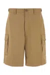 Moncler Cappuccino Stretch Cotton Bermuda Shorts In Neutral