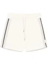 Moncler Knitted-trim Track Shorts In Beige