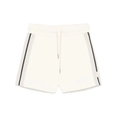 Moncler Off-white Striped Trim Shorts In Natural