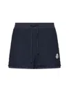 Moncler Logo-patch Tweed Shorts In Blue
