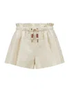 Moncler Relaxed Fit Bermuda Shorts With Elastic Waistband In Nude & Neutrals