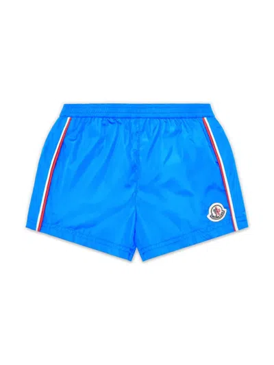 Moncler Shorts Da Mare Con Logo In Blue