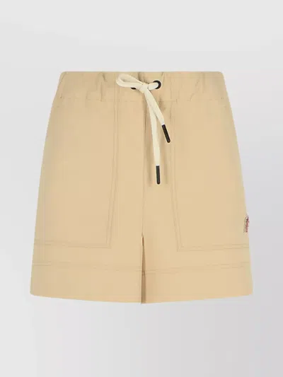 Moncler Shorts Elastic Waistband Side Pockets In Beige