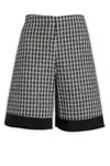 Moncler Cotton Blend Tweed Shorts With Fringed Hem In F09