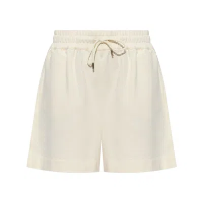 Moncler Cotton Fleece Shorts In Neutral