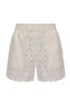 Moncler Embroidered Bermuda Shorts With Scalloped Edges In Neutral