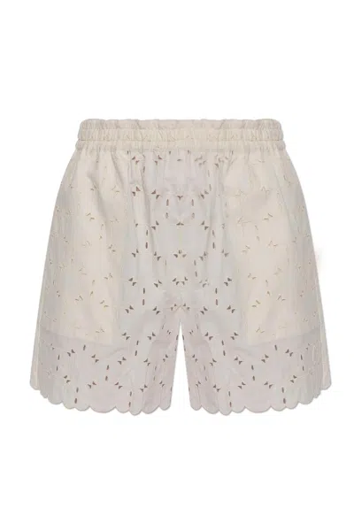 MONCLER MONCLER SHORTS WITH LACE CUTOUTS