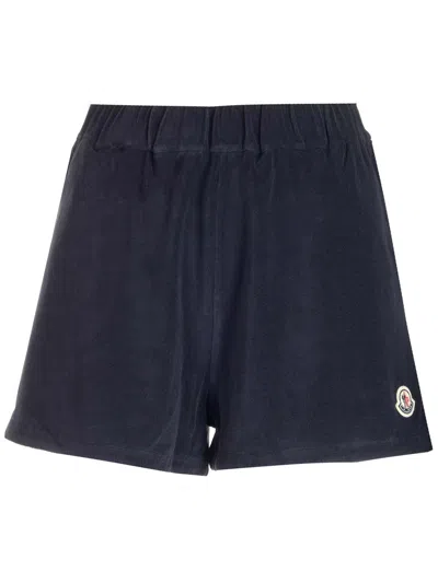 Moncler Shorts With Logo In Blu