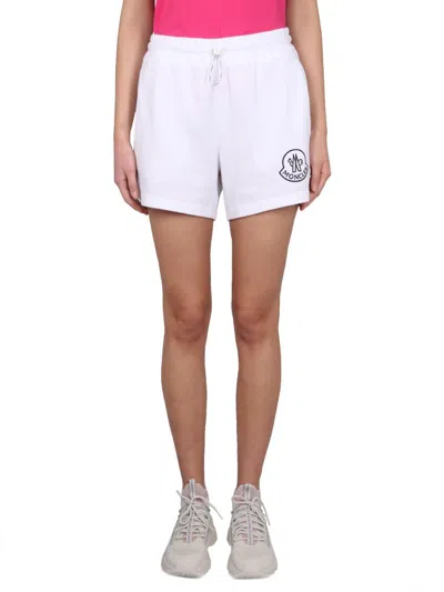 Moncler Women's Stylish Mini Logo Patch Shorts In White