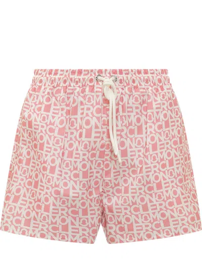 Moncler Shorts With Logo In Pink