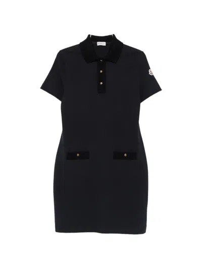 Moncler Short-sleeve Logo-patch Mini Dress In Black