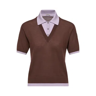 Pre-owned Moncler Short-sleeve Polo 'burgundy' | Red | Women's Size M