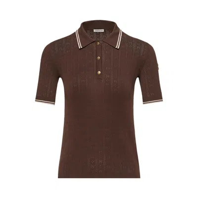 Pre-owned Moncler Short-sleeve Polo 'burgundy' | Red | Women's Size S