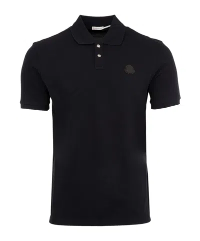 Moncler Short-sleeved Polo Shirt In Black