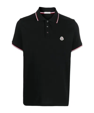 Moncler Short-sleeved Polo Shirt In Black