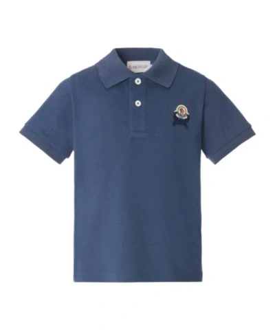 Moncler Short-sleeved Polo Shirt In Blue