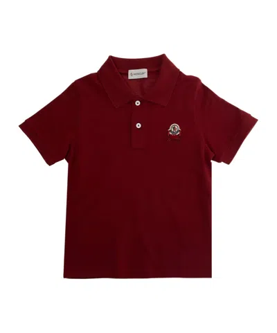 Moncler Short-sleeved Polo Shirt In Burgundy