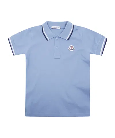 Moncler Short-sleeved Polo Shirt In Blue