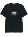Moncler Midnight Graphic Print Crew Neck T-shirt In Blue