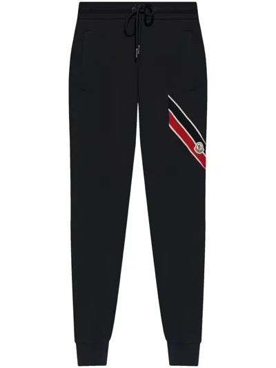 Moncler Side Logo Patch Jogging Trousers In Blue