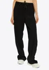 Moncler Side Logo Satin Track Pants In Black