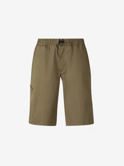 Moncler Side Slit Bermuda Shorts In Green