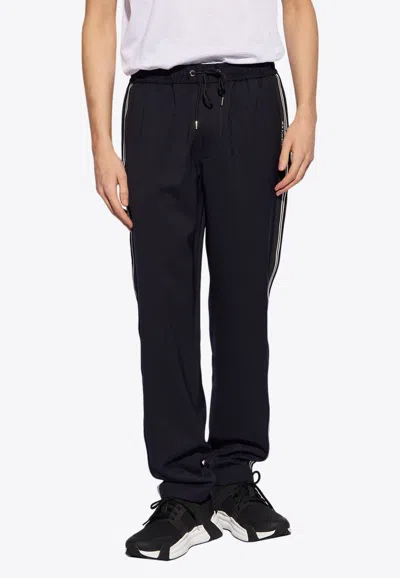 Moncler Side Stripe Logo Track Pants In Navy