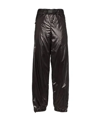 Moncler Side-stripe Nylon Trousers In Black