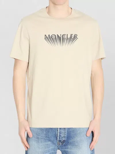Moncler Signature Jersey Crewneck T Shirt Regular Fit In Neutral