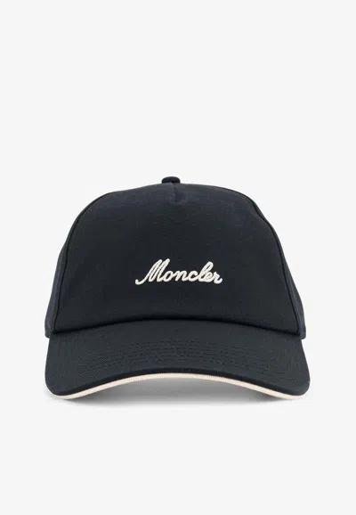 Moncler Signature Logo Baseball Cap In Blue