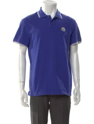 Pre-owned Moncler Signature Logo Collar Polo Shirt In Blue