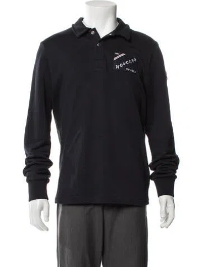 Pre-owned Moncler Signature Logo Collar Polo Shirt In Blue