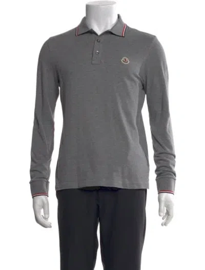 Pre-owned Moncler Signature Logo Collar Polo Shirt In Gray