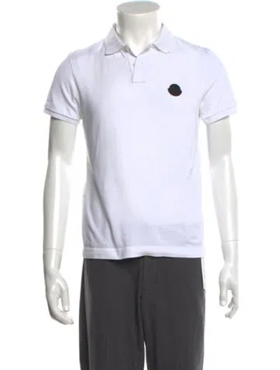 Pre-owned Moncler Signature Logo Collar Polo Shirt In White