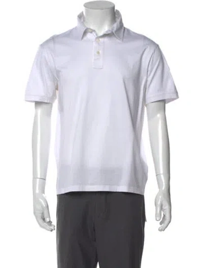 Pre-owned Moncler Signature Logo Collar Polo Shirt In White
