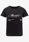 Moncler Cotton T-shirt With Embroidered Cursive Logo In Black