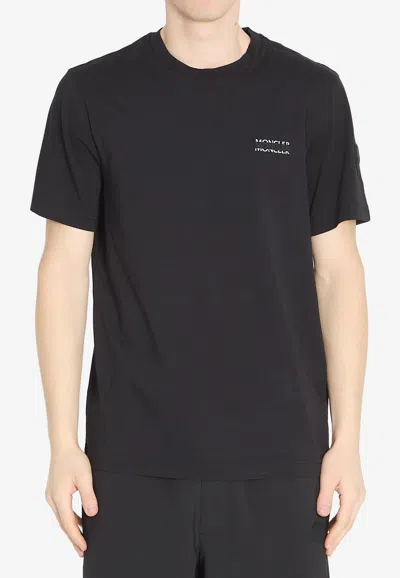 Moncler Signature Logo Crewneck T-shirt In Black