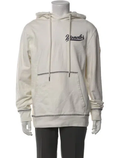 Pre-owned Moncler Signature Logo Graphic Print Hoodie In White