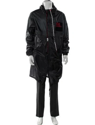 Pre-owned Moncler Signature Logo Graphic Print Parka In Gray